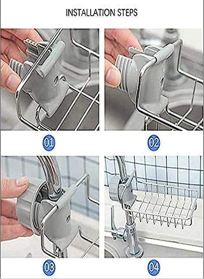 NOBILEA Stainless Steel Kitchen and Bathroom Faucet Soap Scrubbers Sponge Holder Rack Hanging Sink Organizer Stand Caddy Rack Towel Holder Faucet Caddy for Bathroom Shelf - Image 5